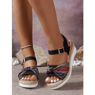 (image for) Boho flatform sandal with knotted band and ankle buckle