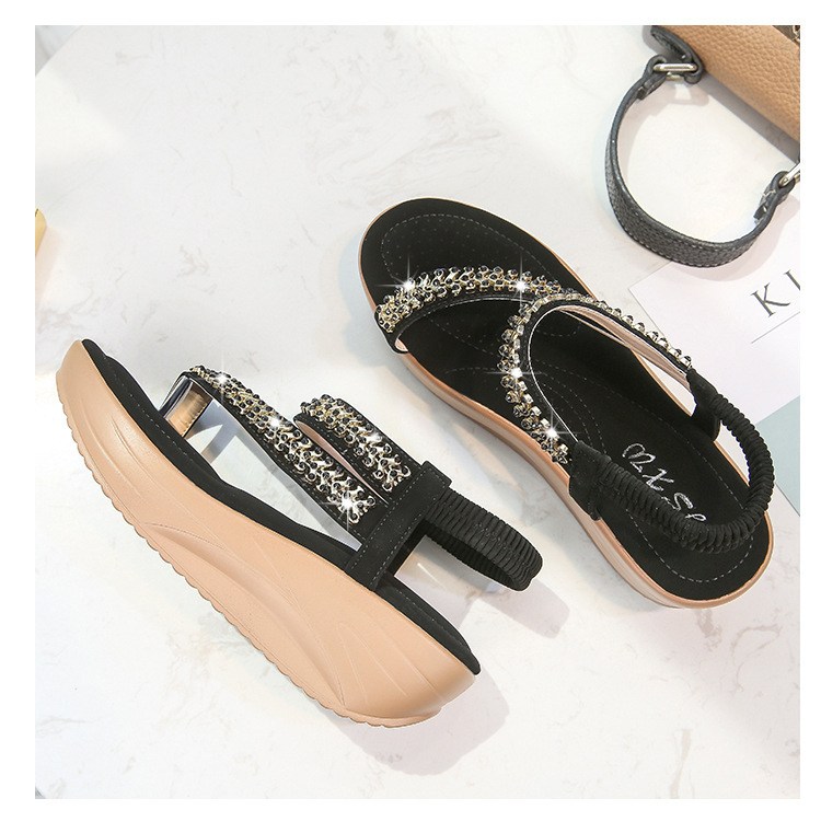 (image for) Wedge sandal with shimmering straps and elastic slingback