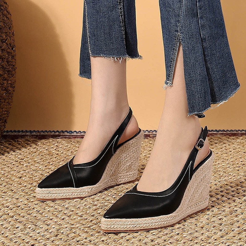 (image for) Women’s pointed-toe slingback espadrille wedge