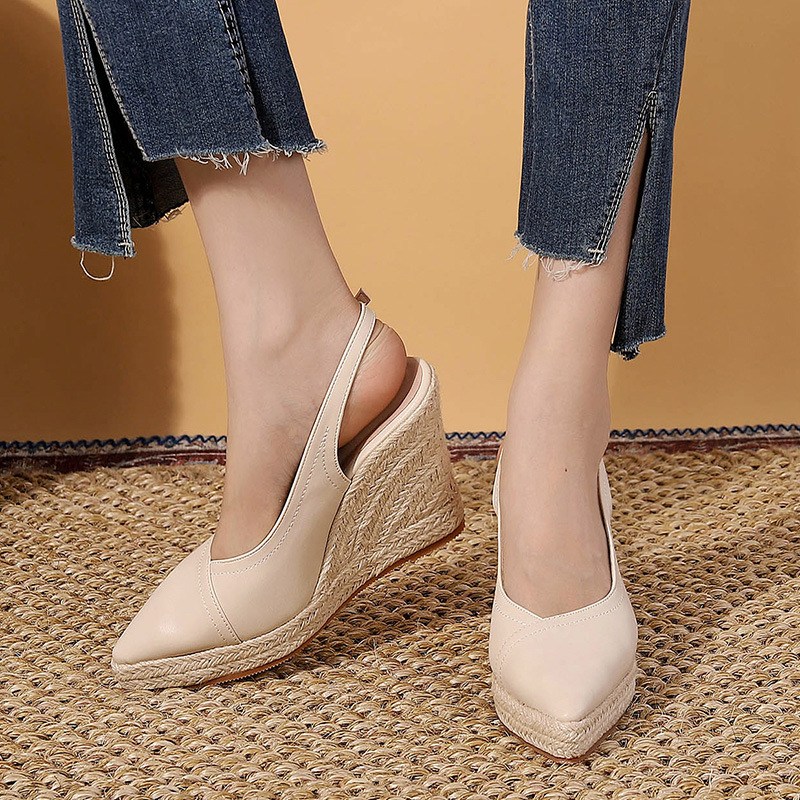 (image for) Women’s pointed-toe slingback espadrille wedge