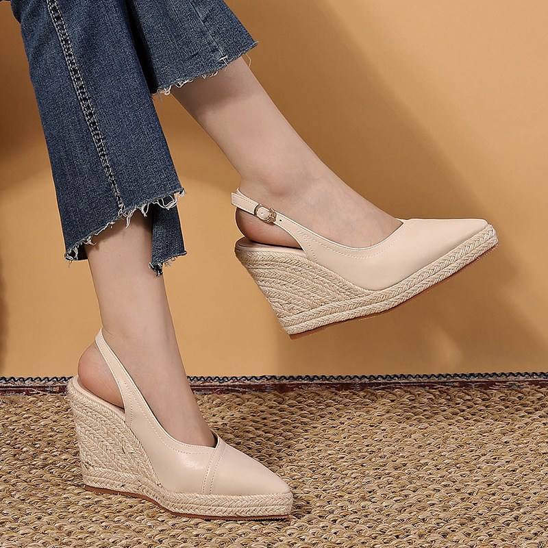 (image for) Women’s pointed-toe slingback espadrille wedge