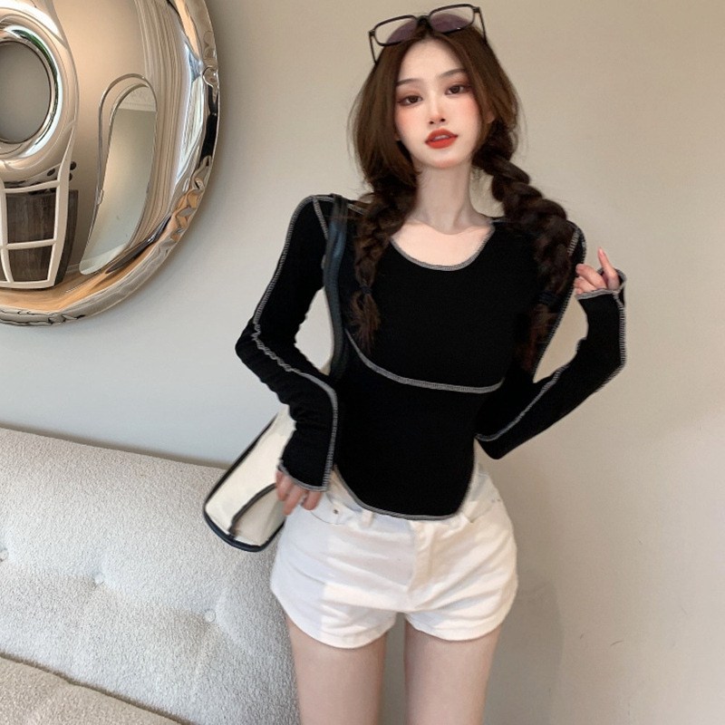 BLUSA DE MANGA LARGA entallada cropped…