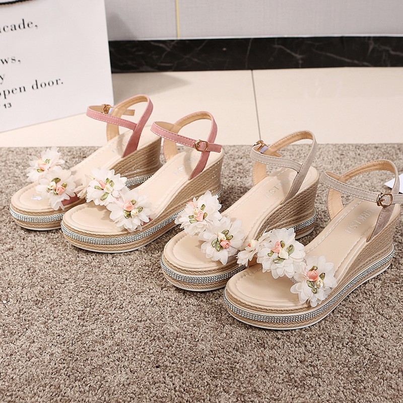 (image for) 3D Floral Wedge Sandal with Ankle Strap